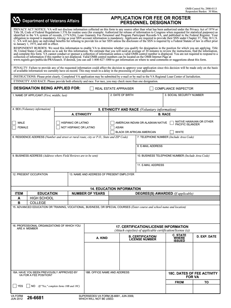  Va Appraiser Application 2012