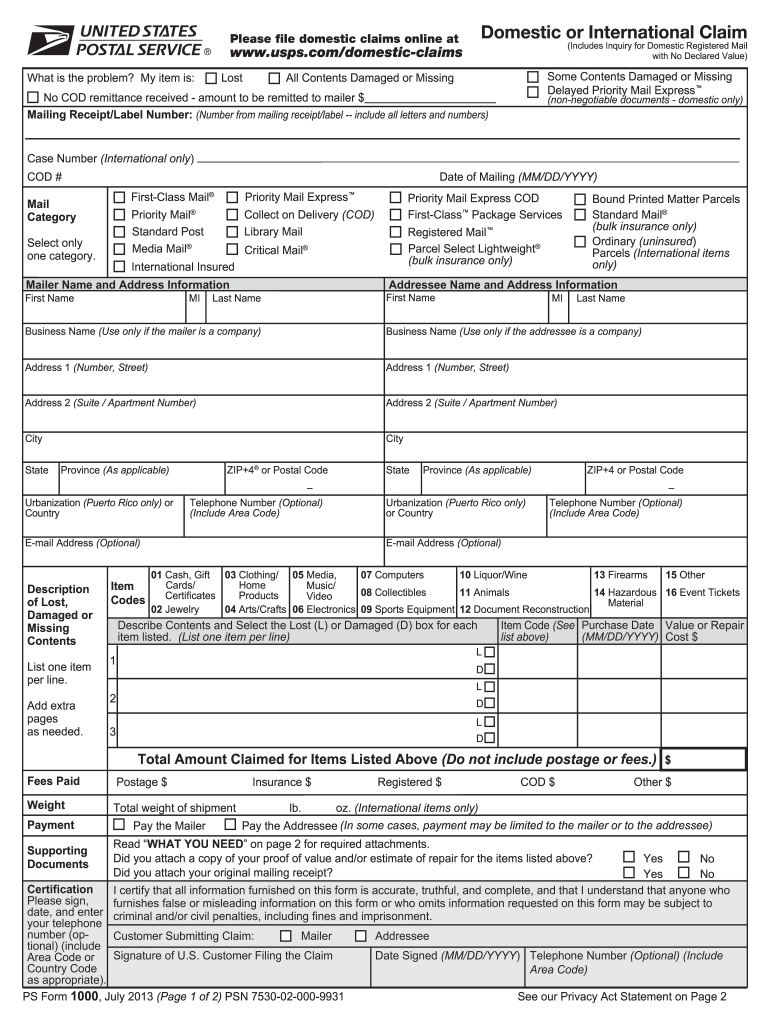Get and Sign Domestic Claims 2013-2022 Form
