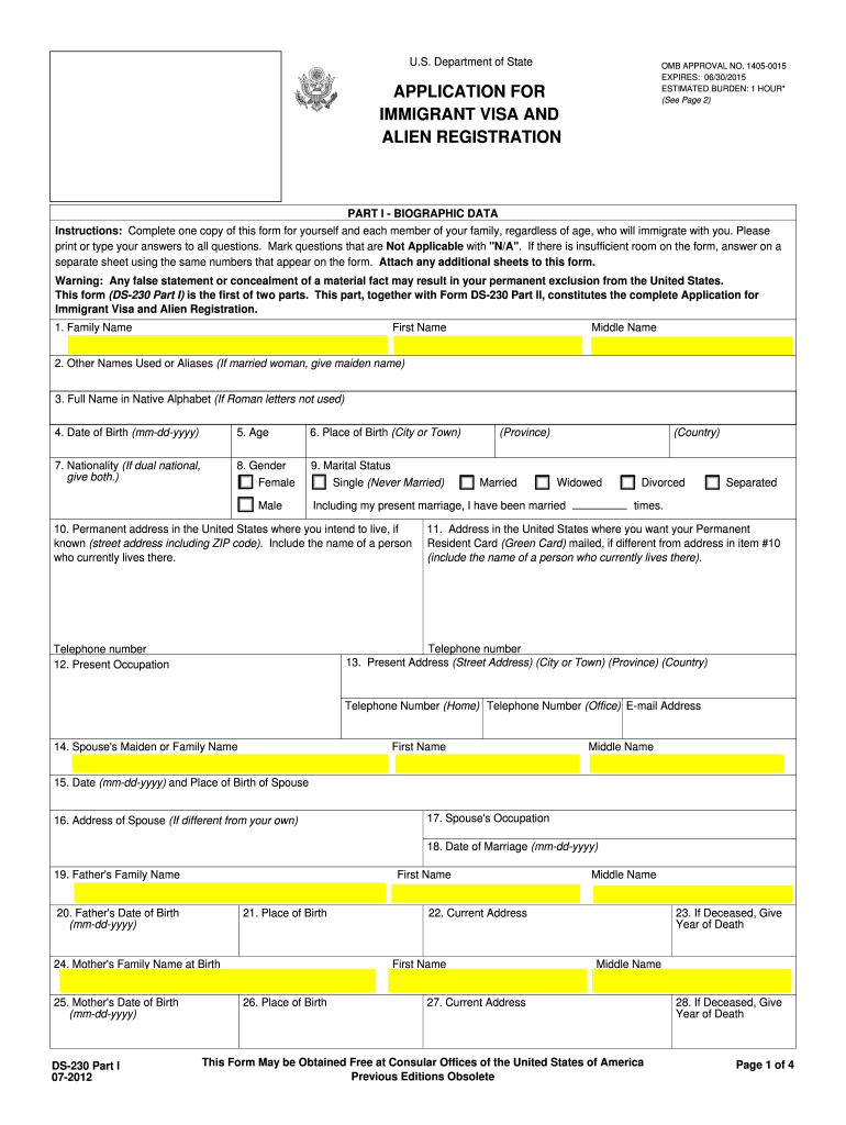 sample of us visit visa application form