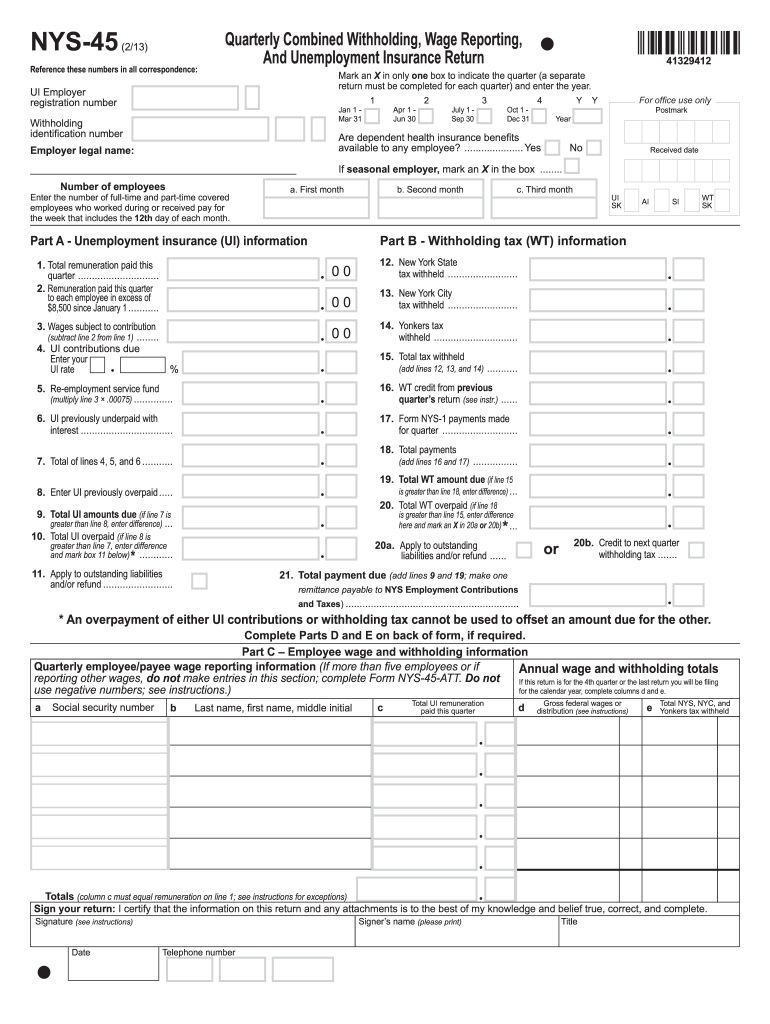Get and Sign Nys 45 Form 2019