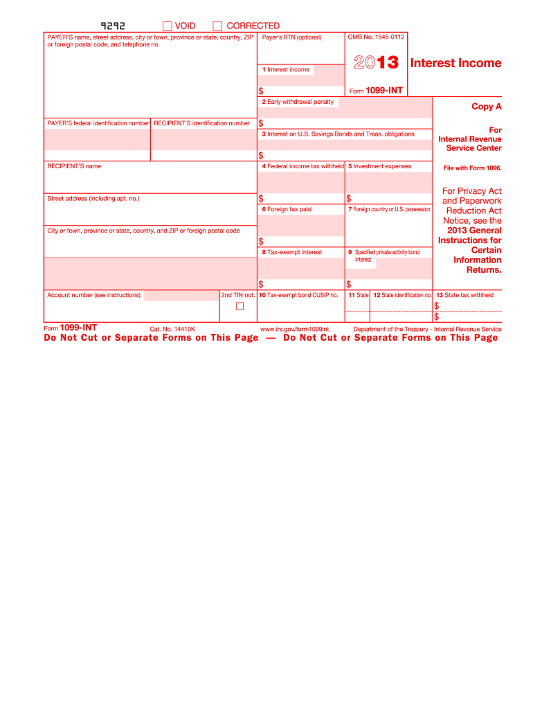  1099 Int Form 2013