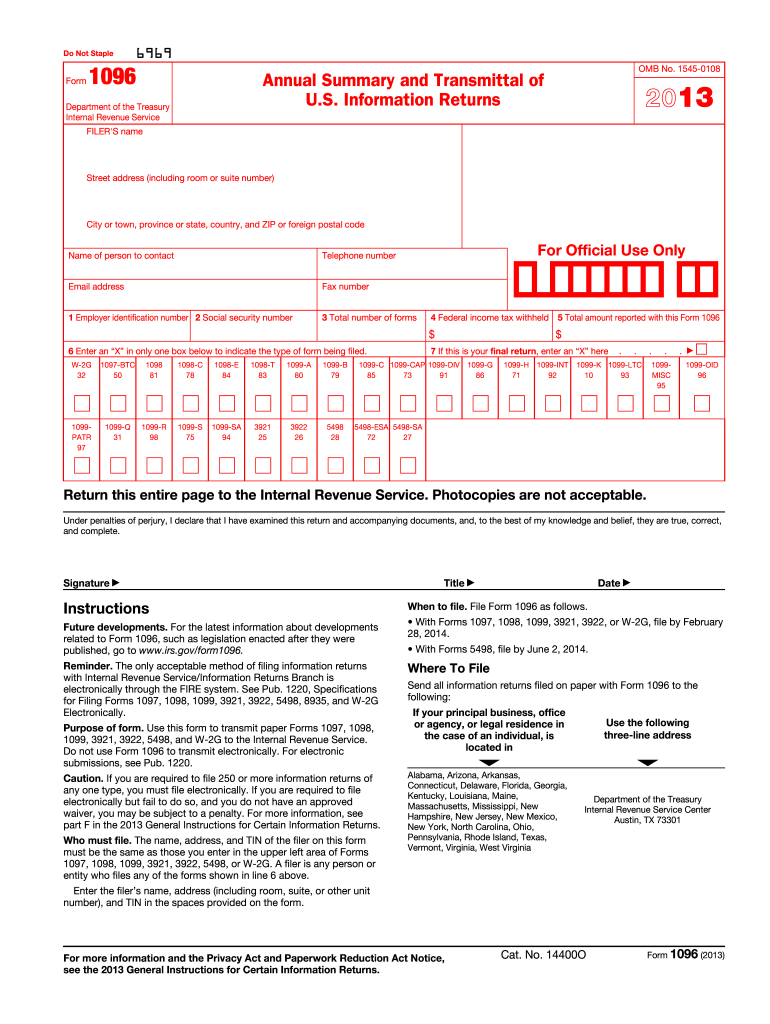  1096 Form 2013