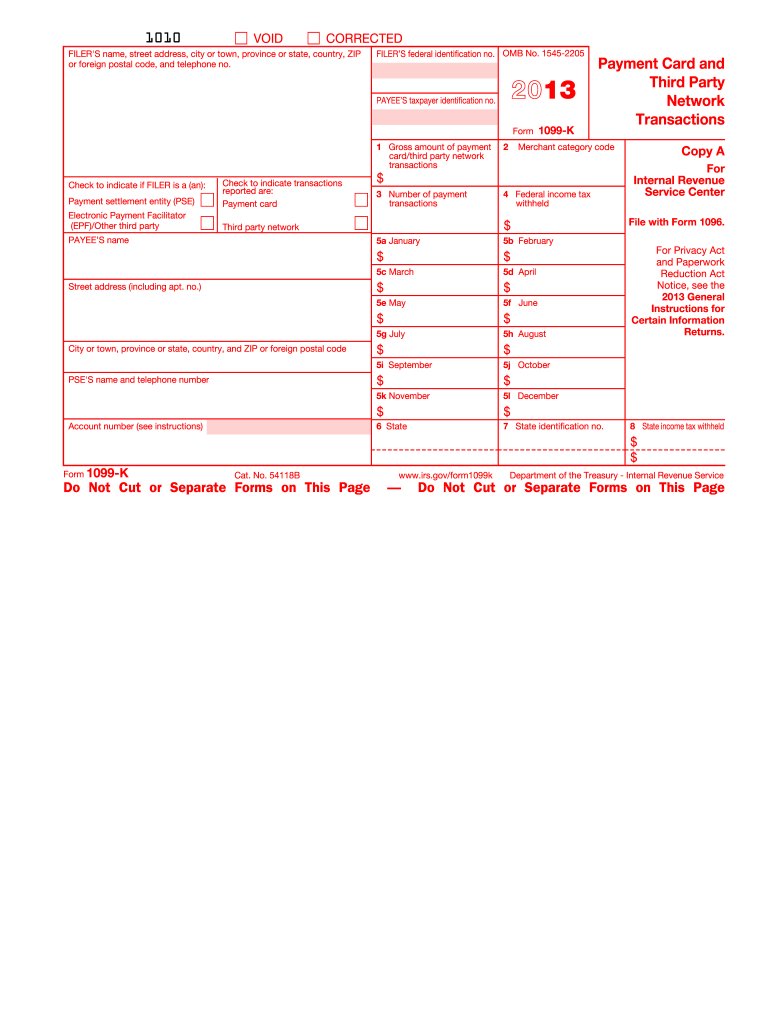  1099 K Form 2013