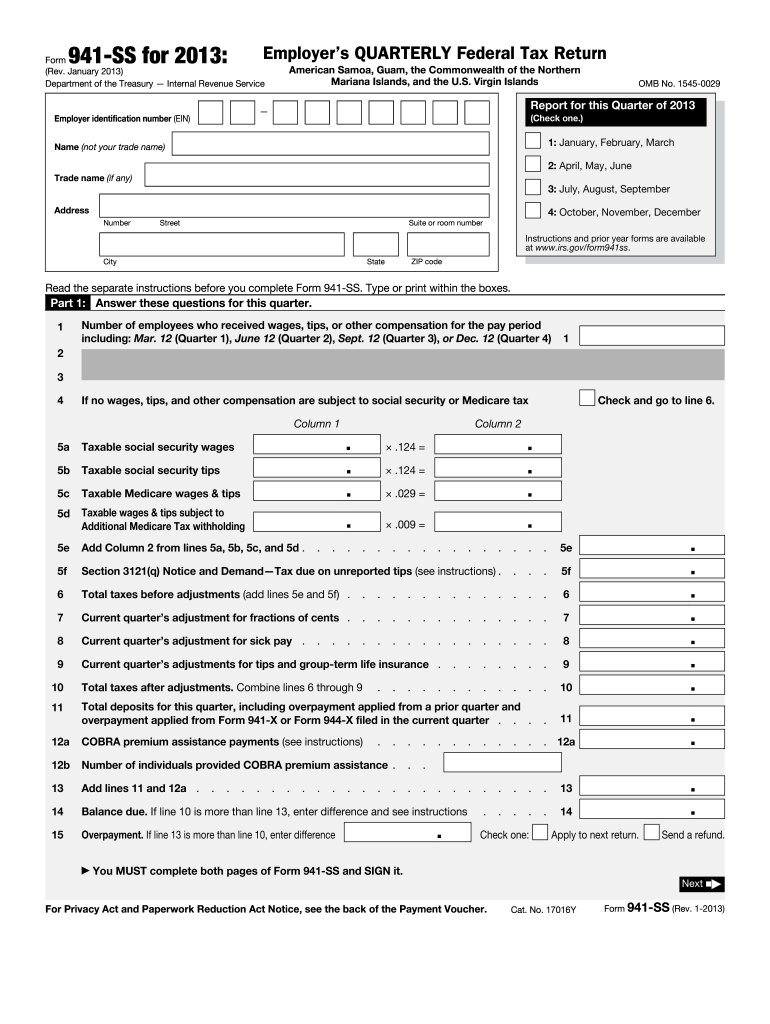 Get and Sign 941 Ss Form 2013