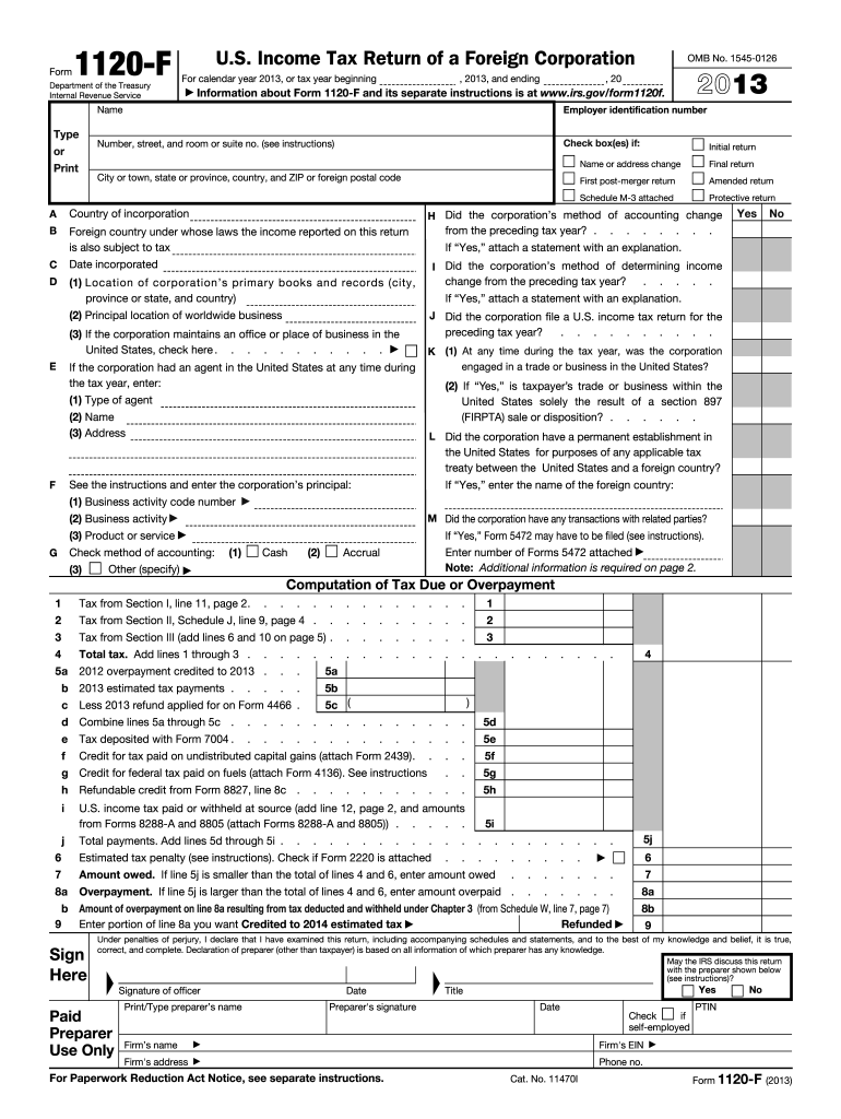1120 F Form 2013