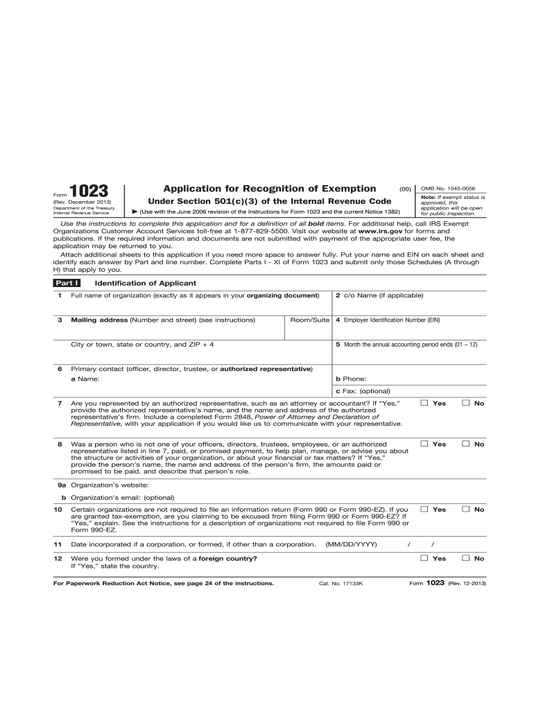  1023 Form 2013