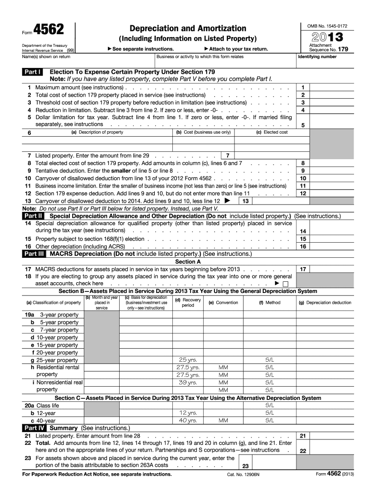  Irs Form 4562 2013