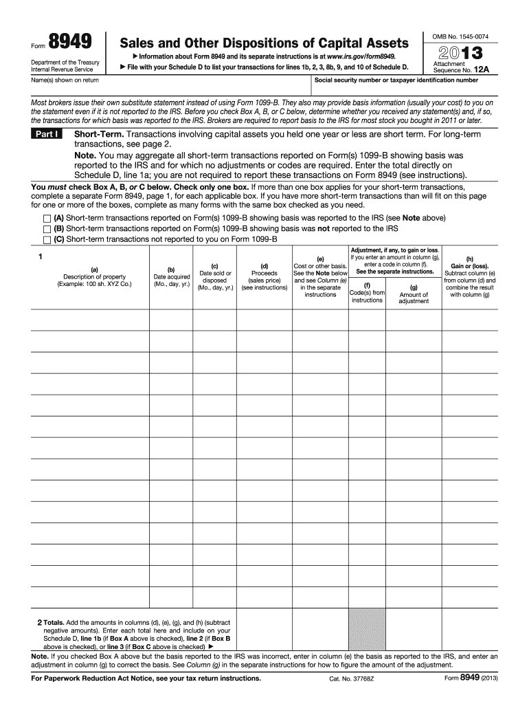  Irs Form 8949 2013