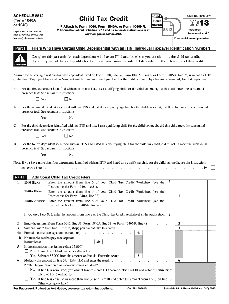 Schedule 8812 (1040 form)