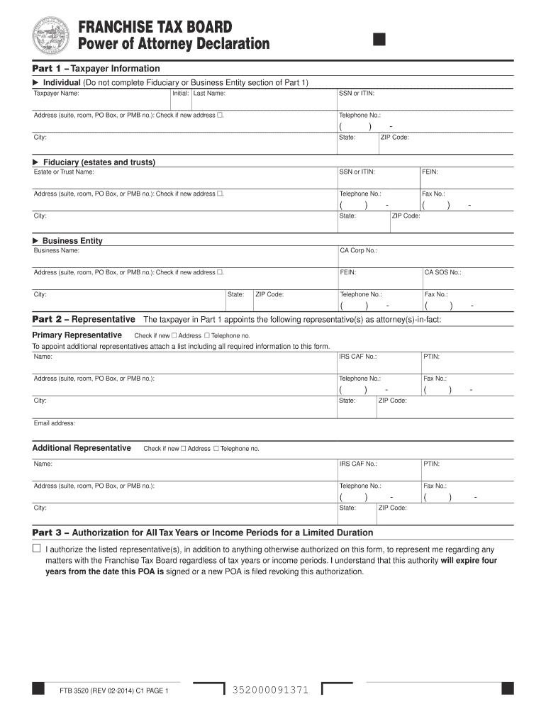  Ftb Poa Exempt Organizations Form 2017