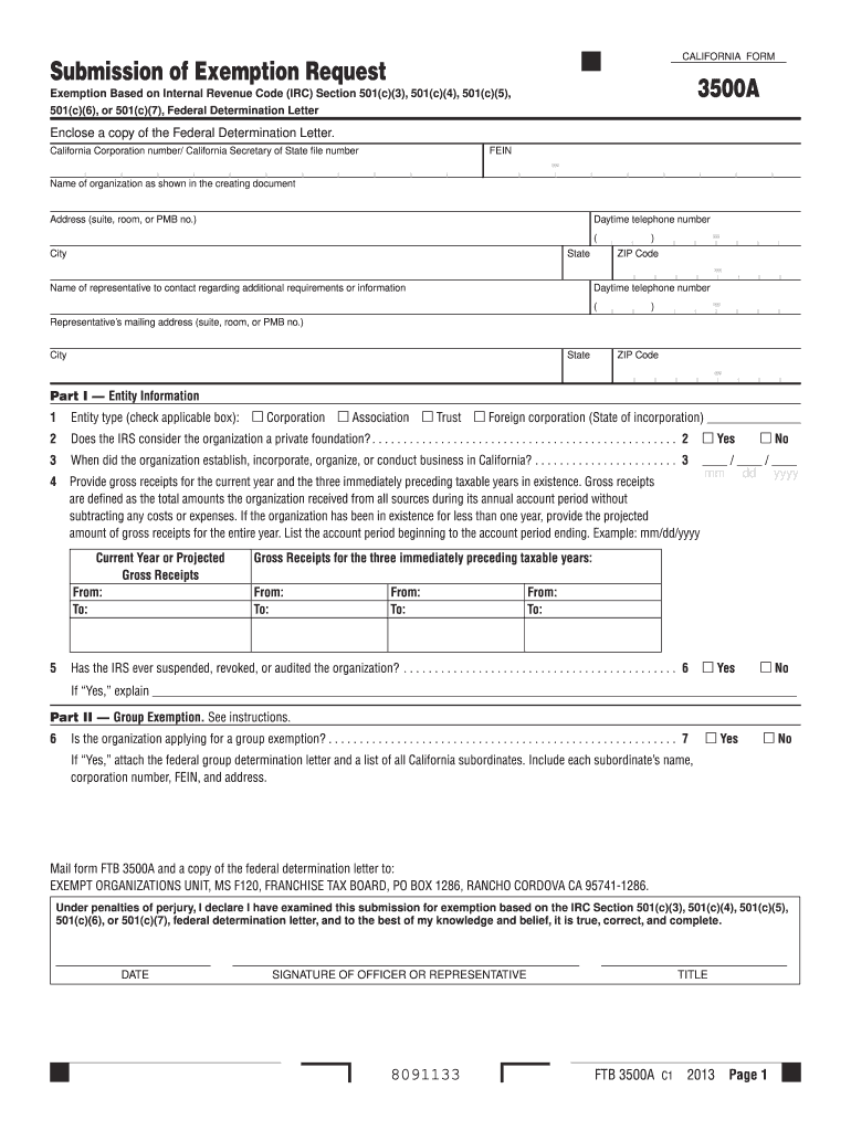 Get and Sign Form 3500A California Franchise Tax Board 2019-2022