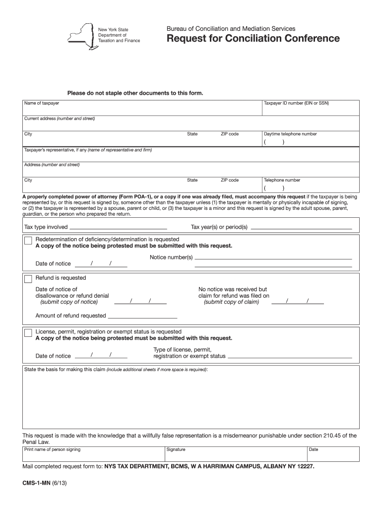  Form CMS 1 MN613Request for Conciliation Conferencecms1mn 2020