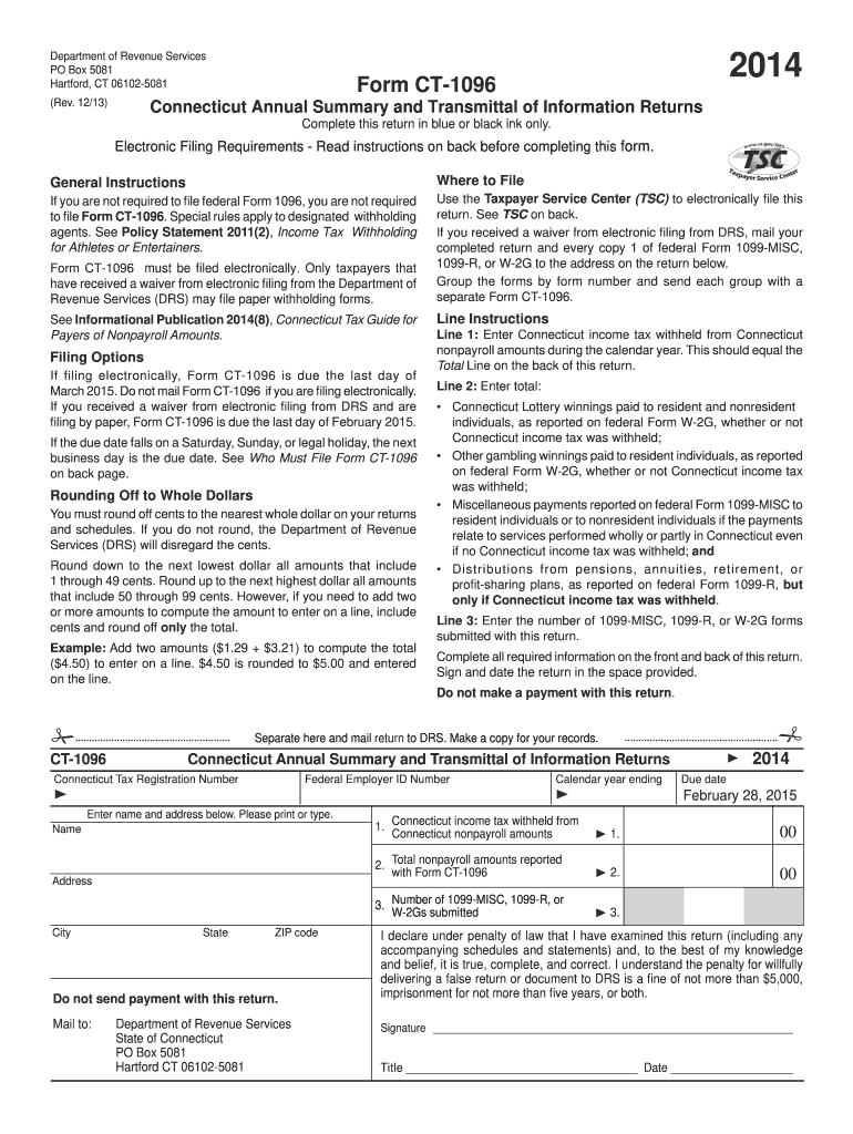  CT 1096, Connecticut Annual Summary and Transmittal of CT 2020