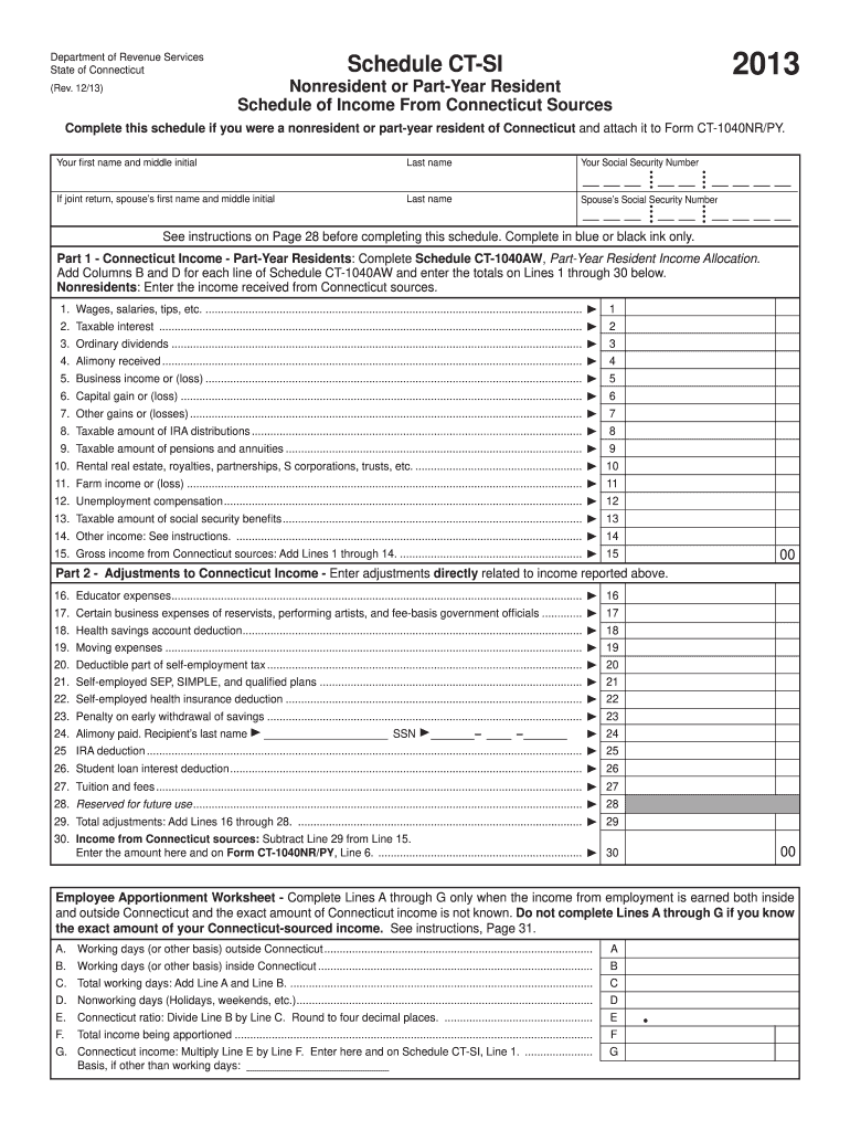  Connecticut Schedule Form 2019