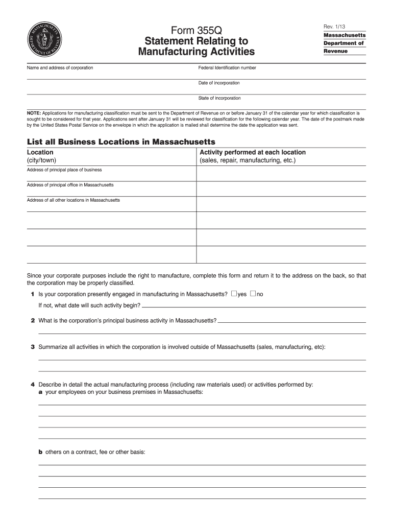  Massachusetts Form 355q 2015