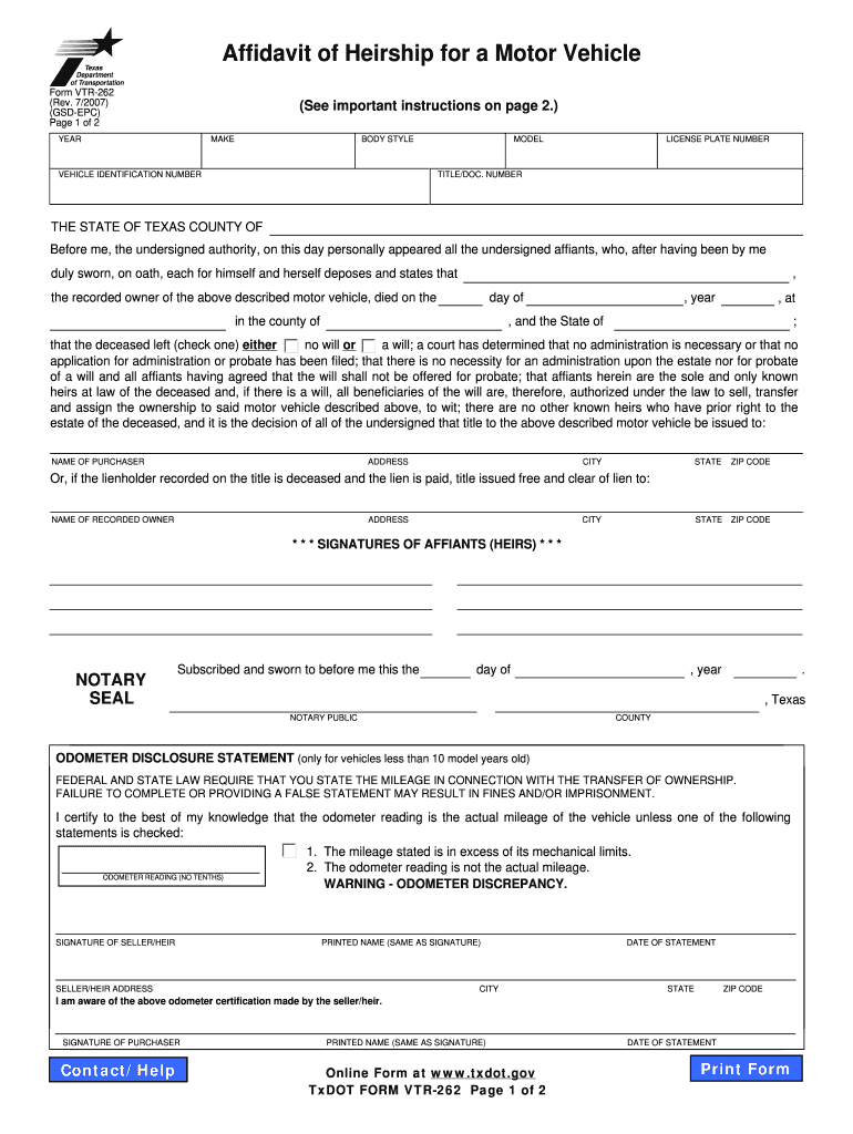  Vtr 262  Form 2007