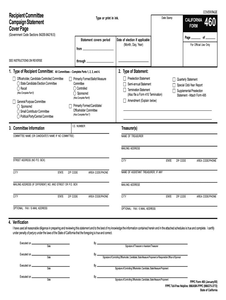 Fppc Form 460