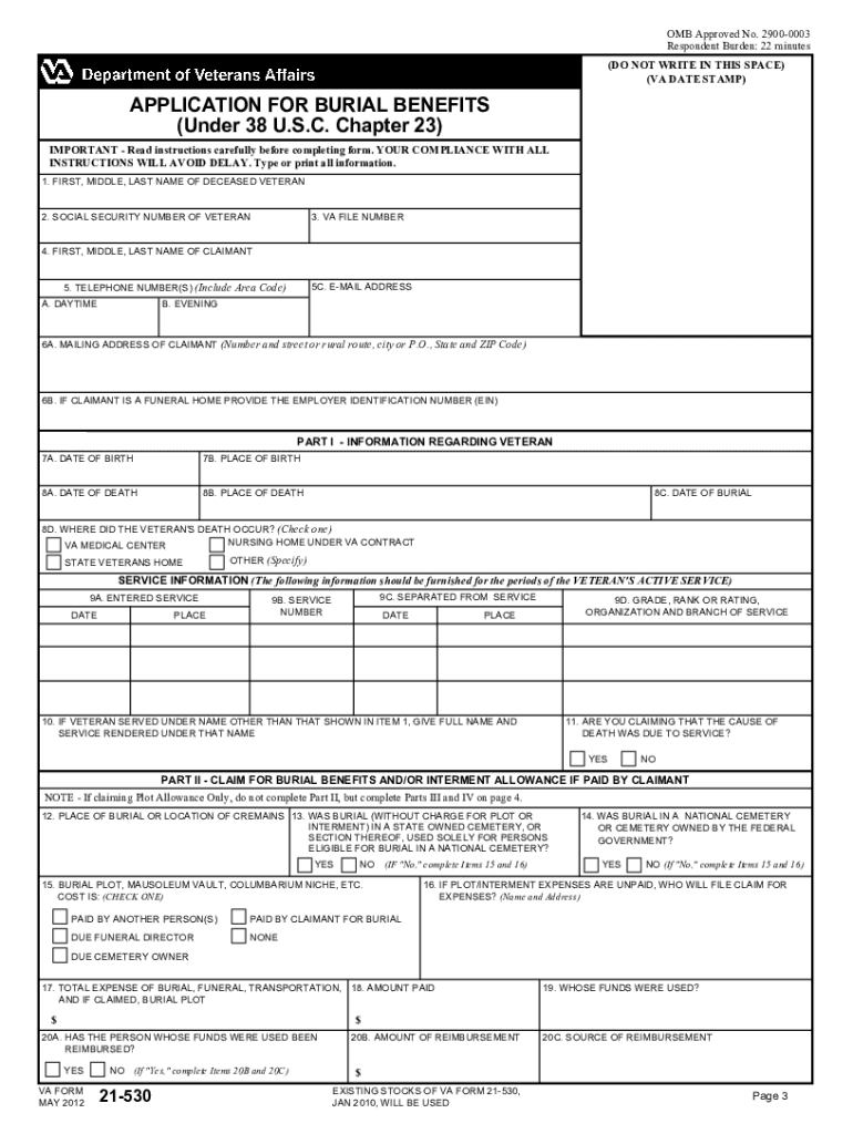  Va Form 21 530 2012-2024