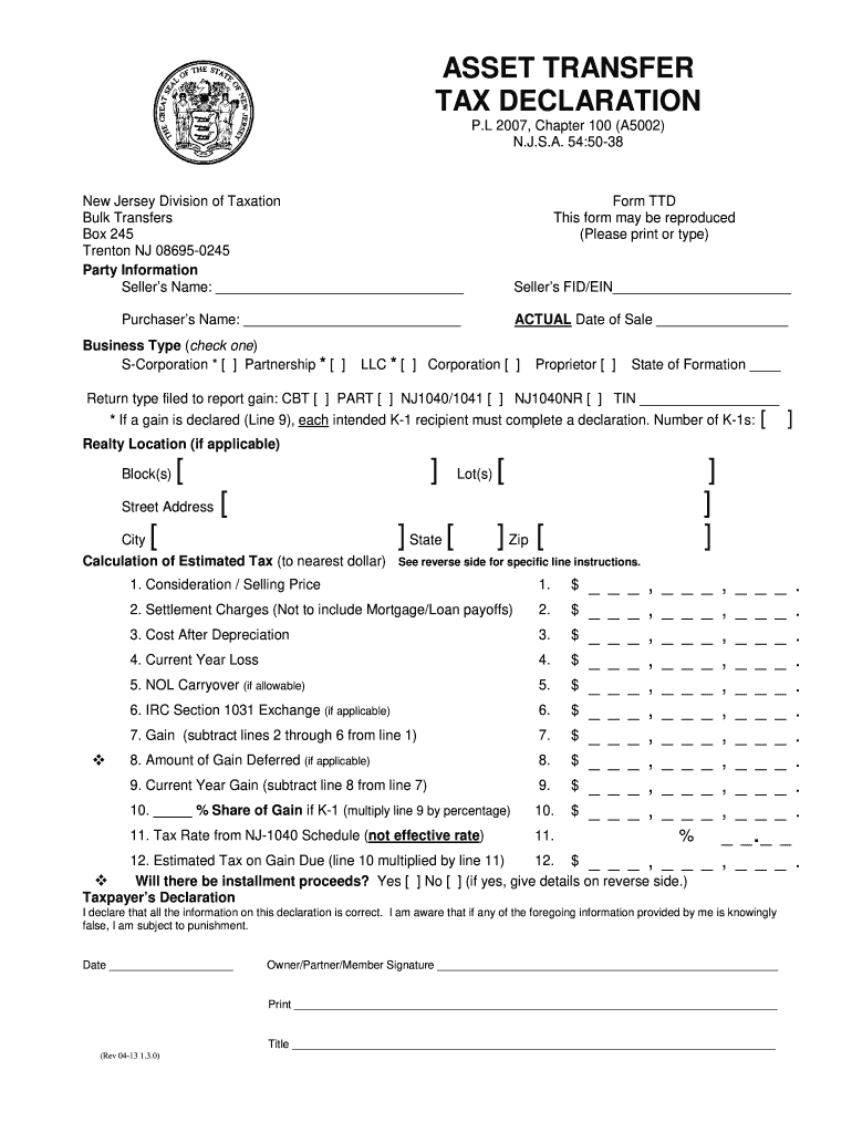  Nj Form Tax 2013-2024