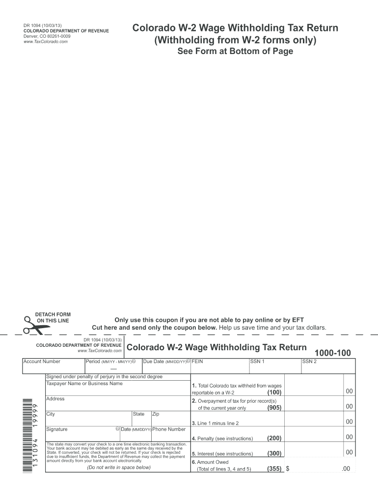 Colorado W 2 Wage Withholding Tax Return Colorado Gov Colorado Fill