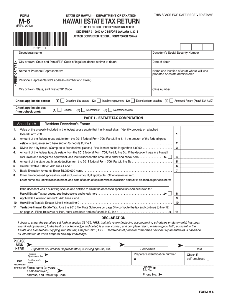  Hawaii Form M6 2013