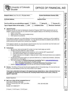 Satisfactory Academic Progress Appeal Form Colorado