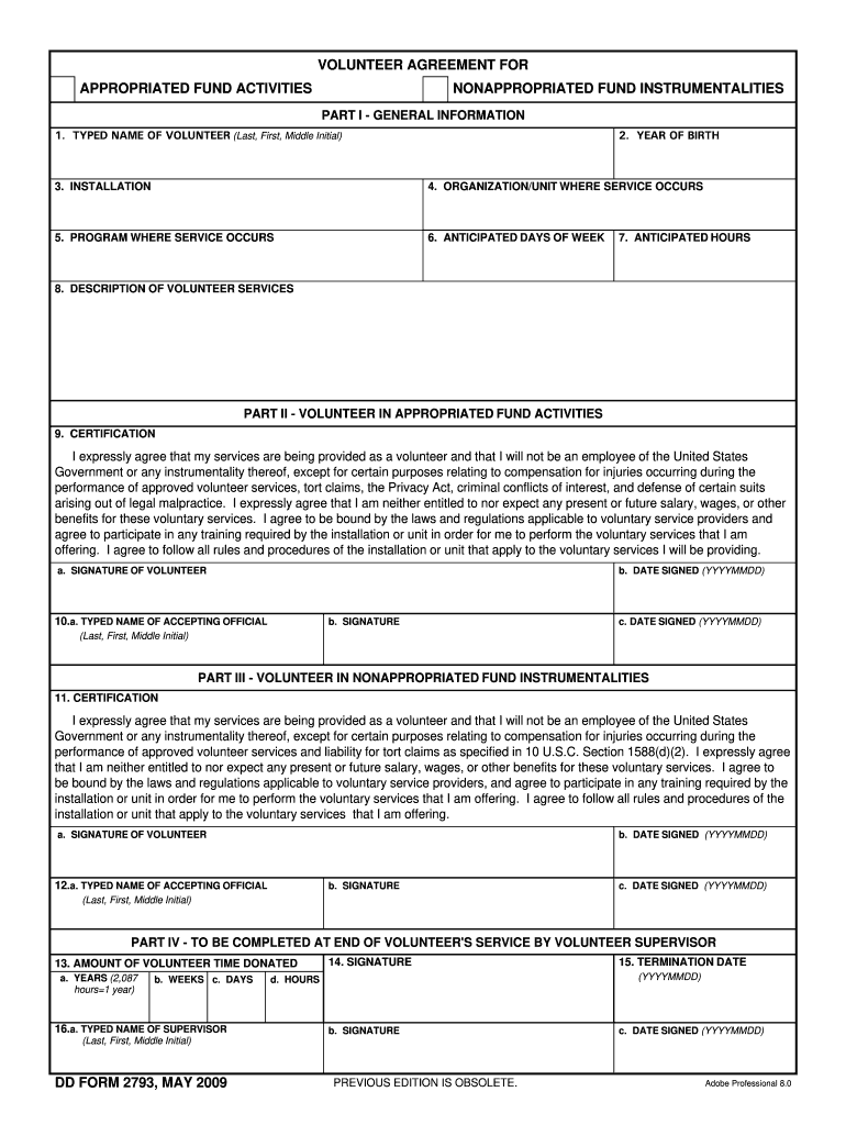  Dd Form 2793 2009-2024