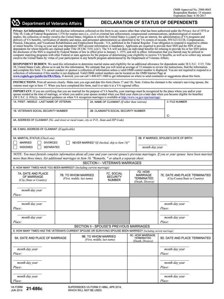 Va Form 21 686c Fill Out And Sign Printable Pdf Template Signnow Free