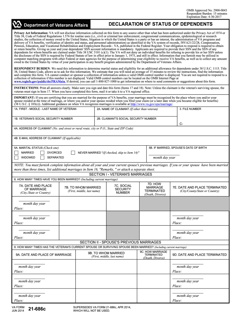  Va Form 21 686c 2014