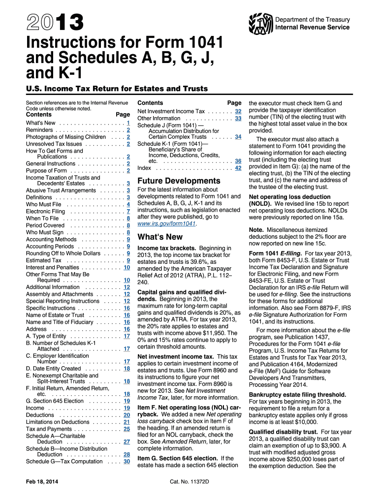  Form 1041 Instructions 2013