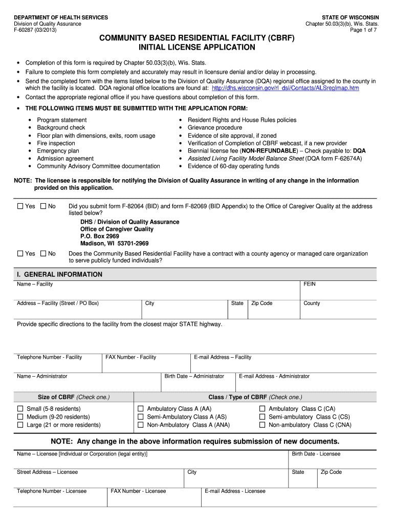 Get and Sign Wisconsin Residential Facility 2013-2022 Form