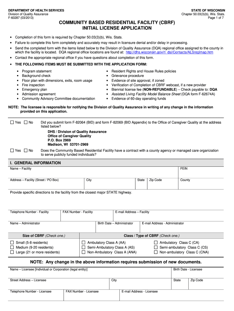  Wisconsin Residential Facility 2013-2024