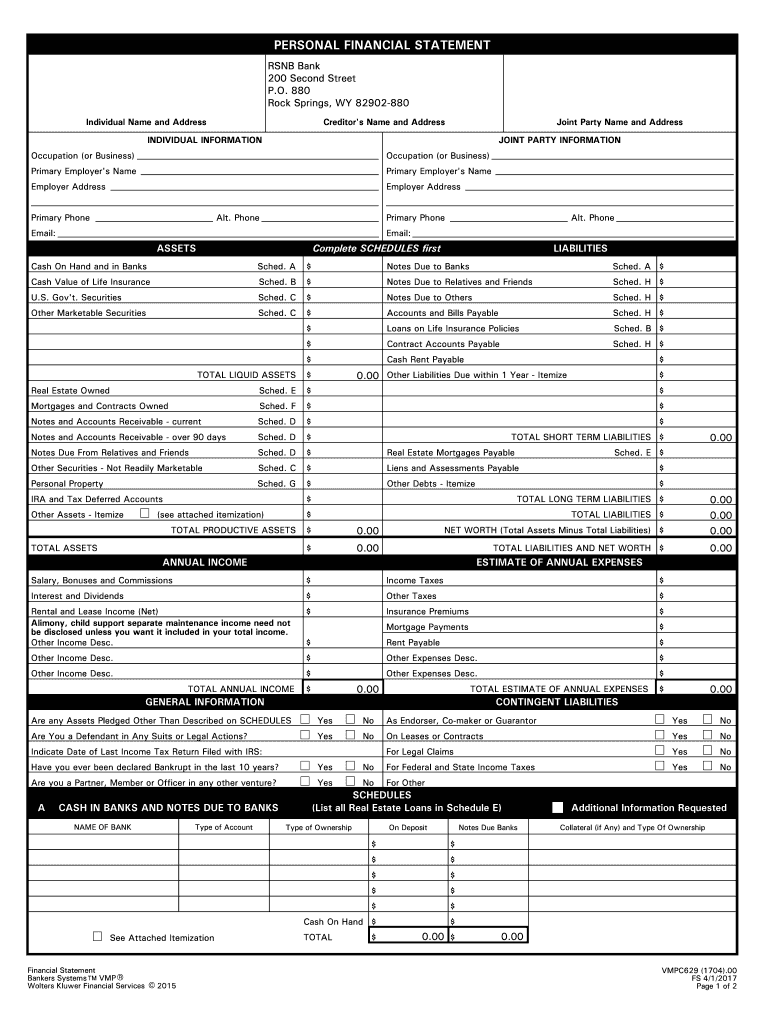 FS FINANCIAL STATEMENT  Form