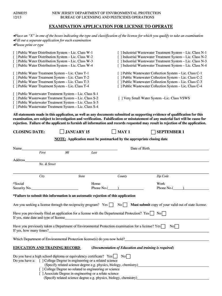  New Jersey Forms Application for a License to Operate a New Show 2013