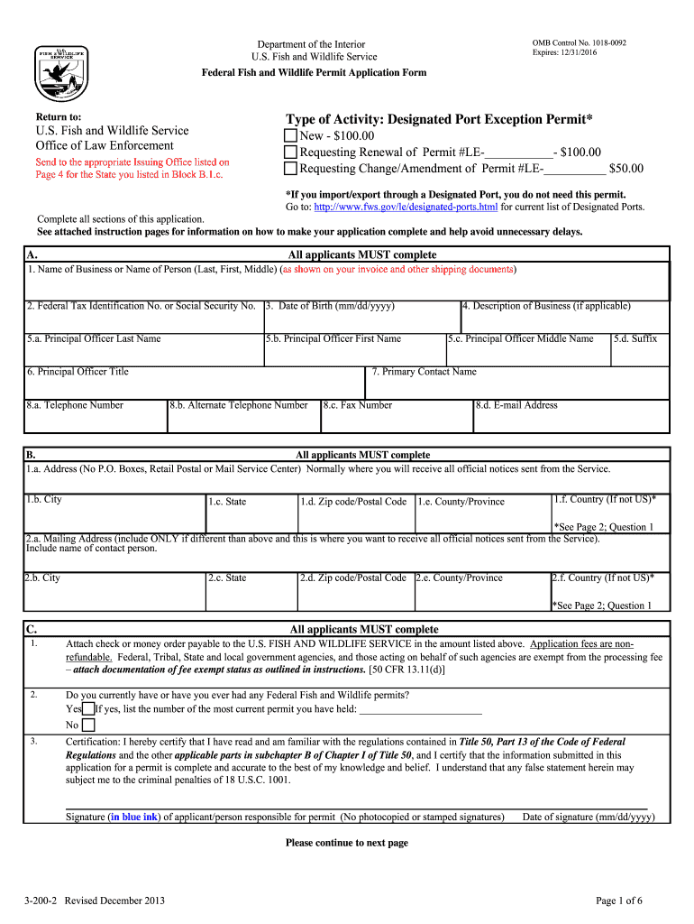  Fws Form 2013