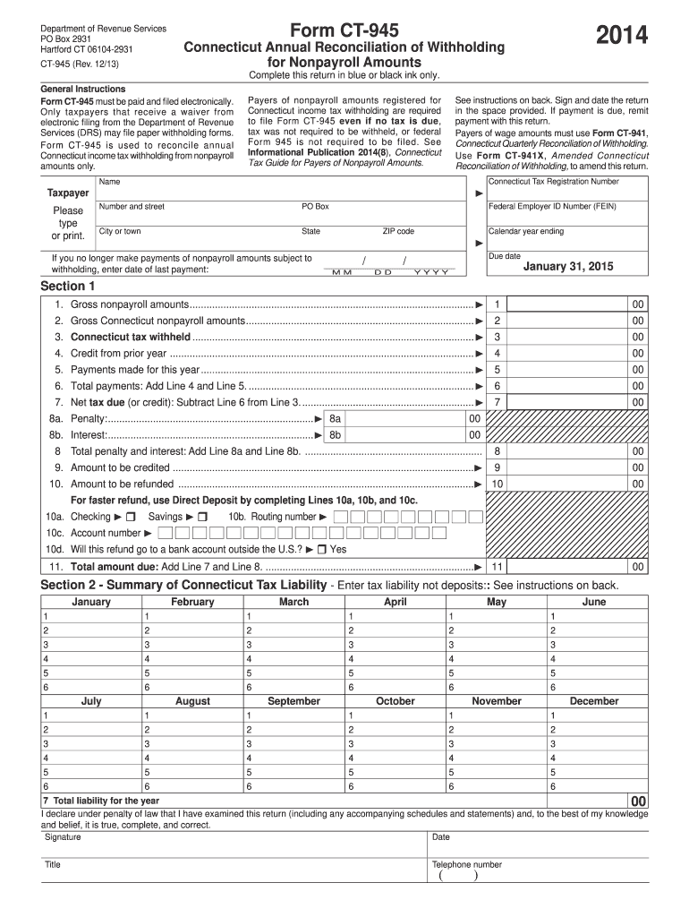  Instructions for Form 945  IRS Gov 2014