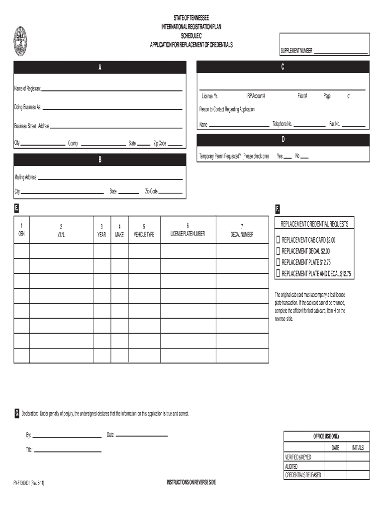 Tennessee Irp Application  Form