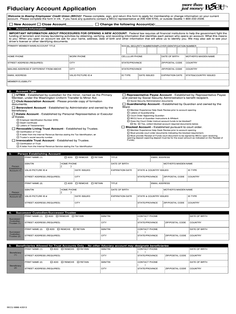  Fiduciary Account Application 2013