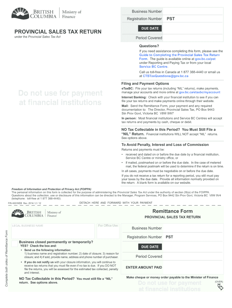  Pst Filing Form Bc 2014