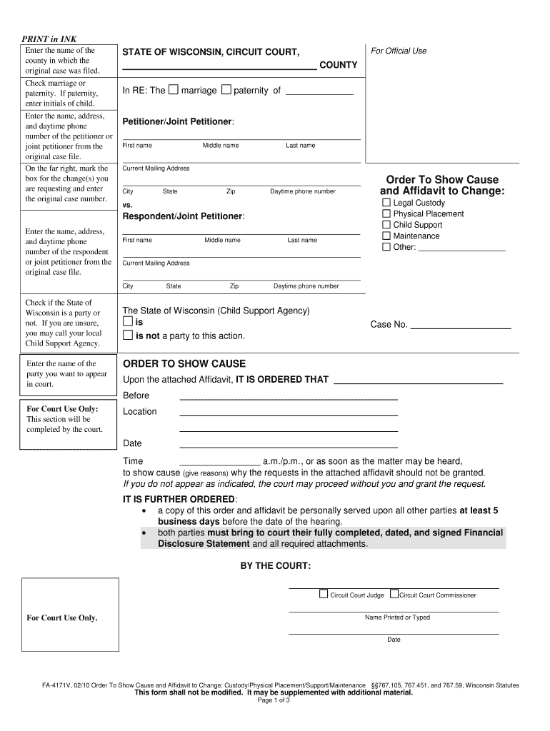 How to Wisconsin Order Show Cause  Form