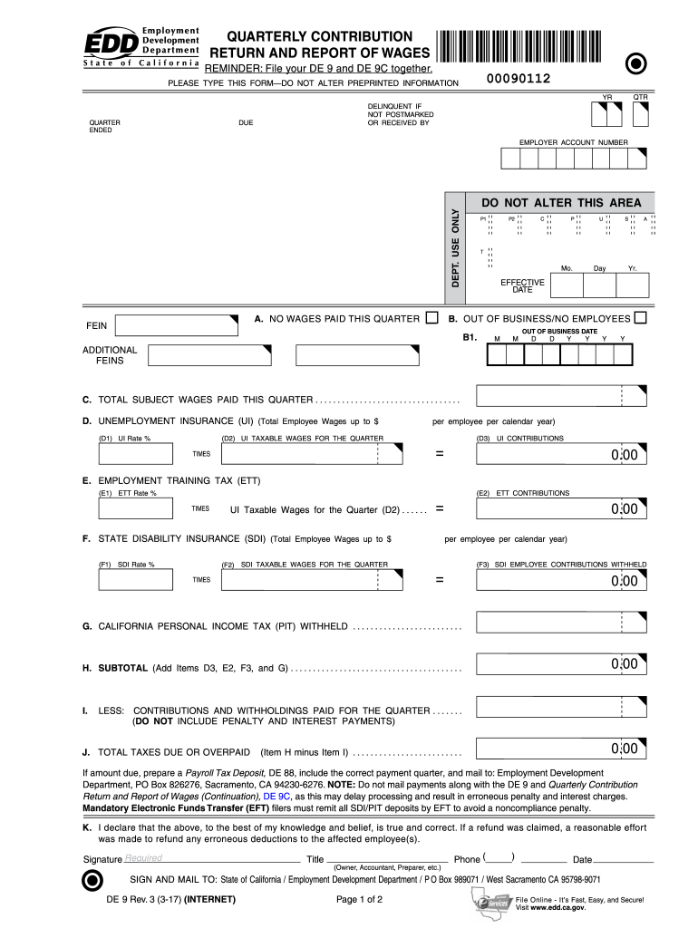  Form De 9 2014-2024