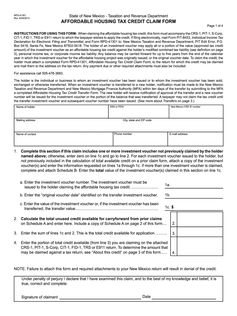  Nm Affordable Housing Credit Claim Form Help 2013