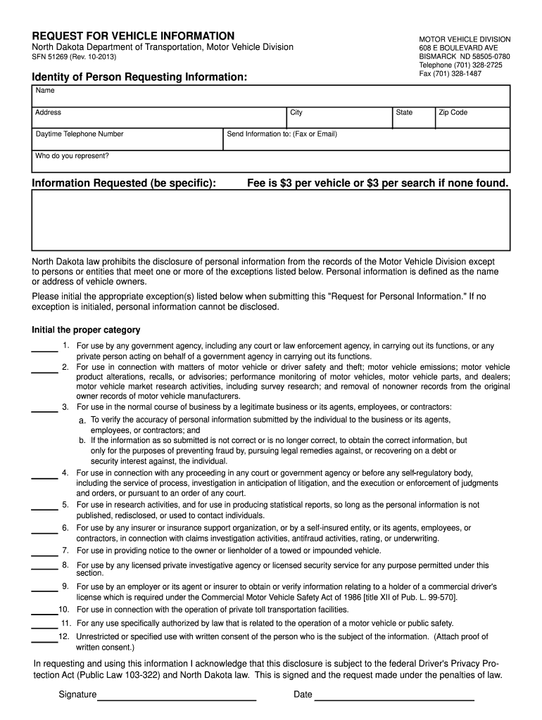  Request Vehicle Information 2013