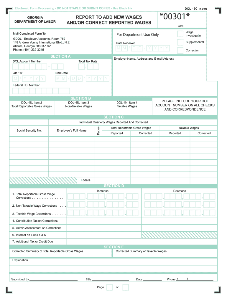 Get and Sign Georgia Dol 3c 2014-2022 Form