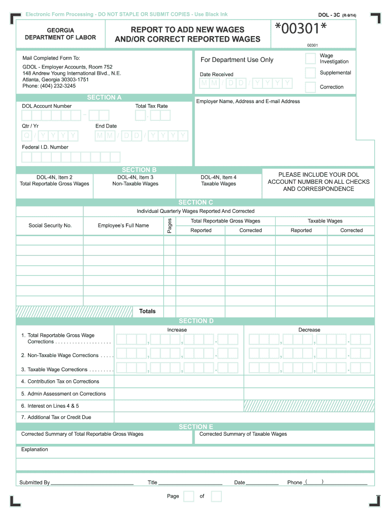  Georgia Dol 3c 2014-2024