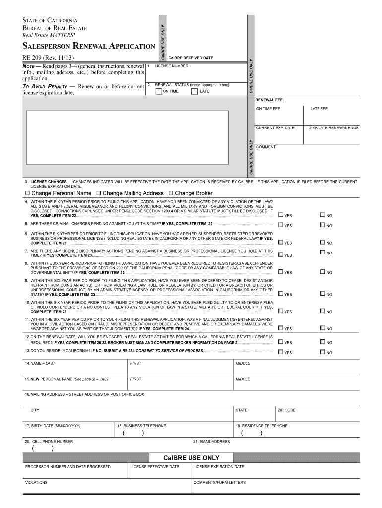  Http Dre Ca Gov Files PDF Forms Re209 PDF 2013-2024