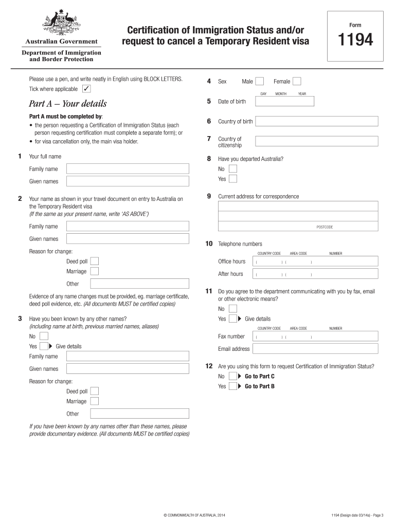  Form 1194 2014-2024