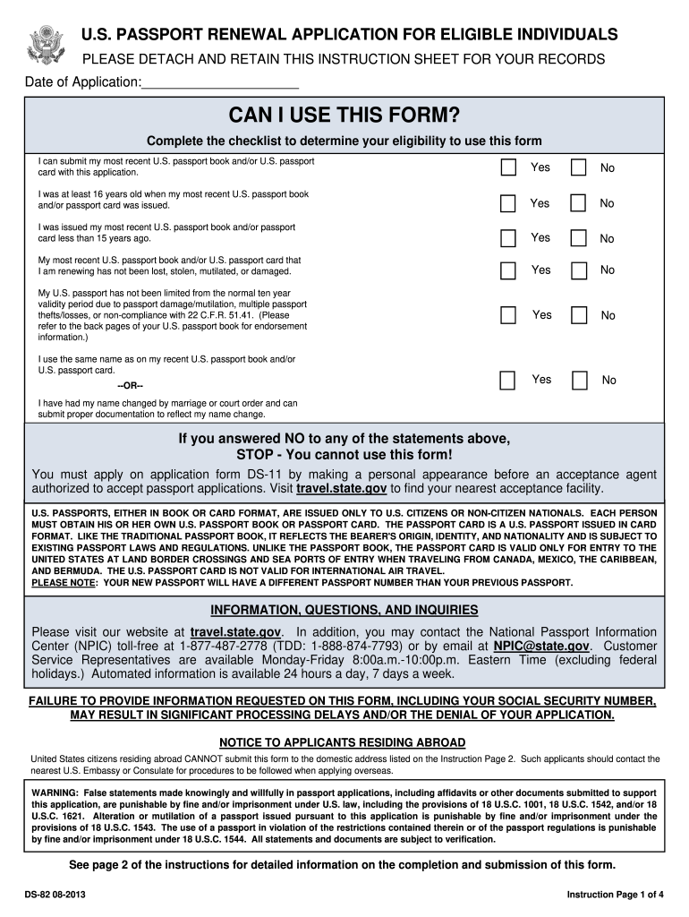 Fillable Ds82 Form