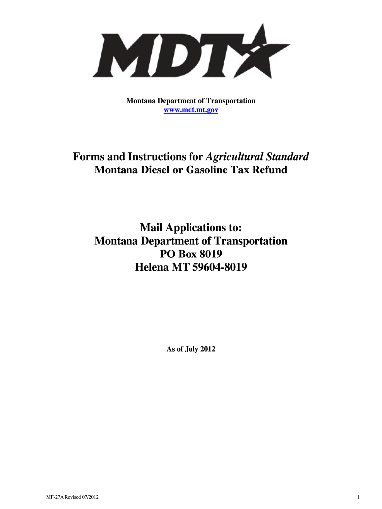  Mdt Agricultural Standard Refund Application 2012-2024