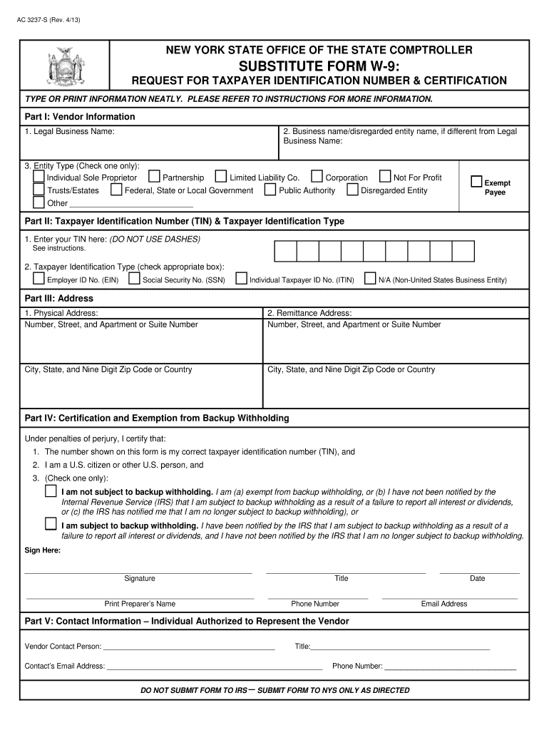  Ny Form W 9 2013